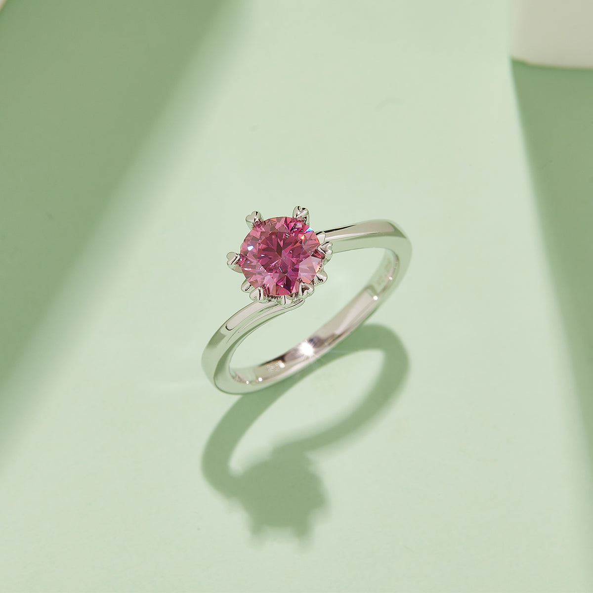 Classic Snowflake Twist Moissanite Ring, S925 Silver Platinum Plated, 1CT D Color