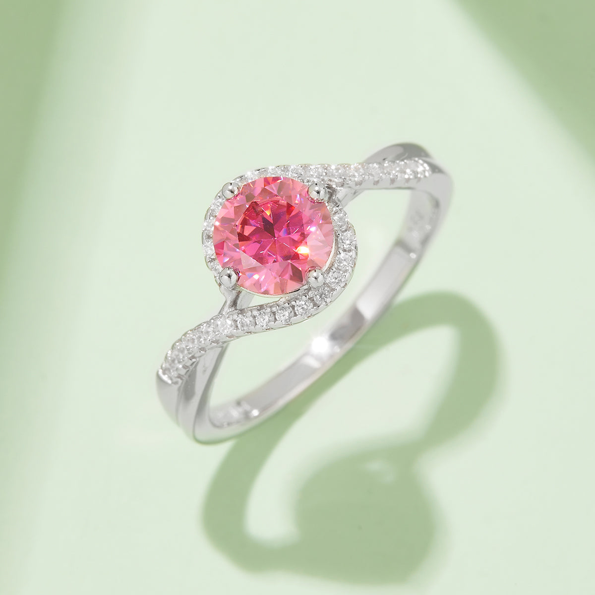Angel Eye Moissanite Ring, S925 Silver Platinum-Plated, 1CT D Color