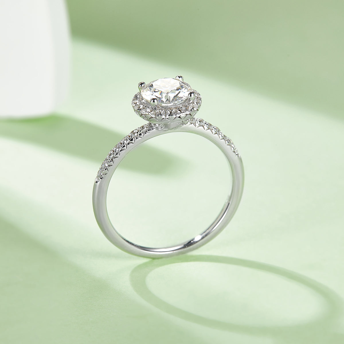 Classic Round Solitaire Moissanite Ring, S925 Silver With Platinum Plated, 1CT D Color