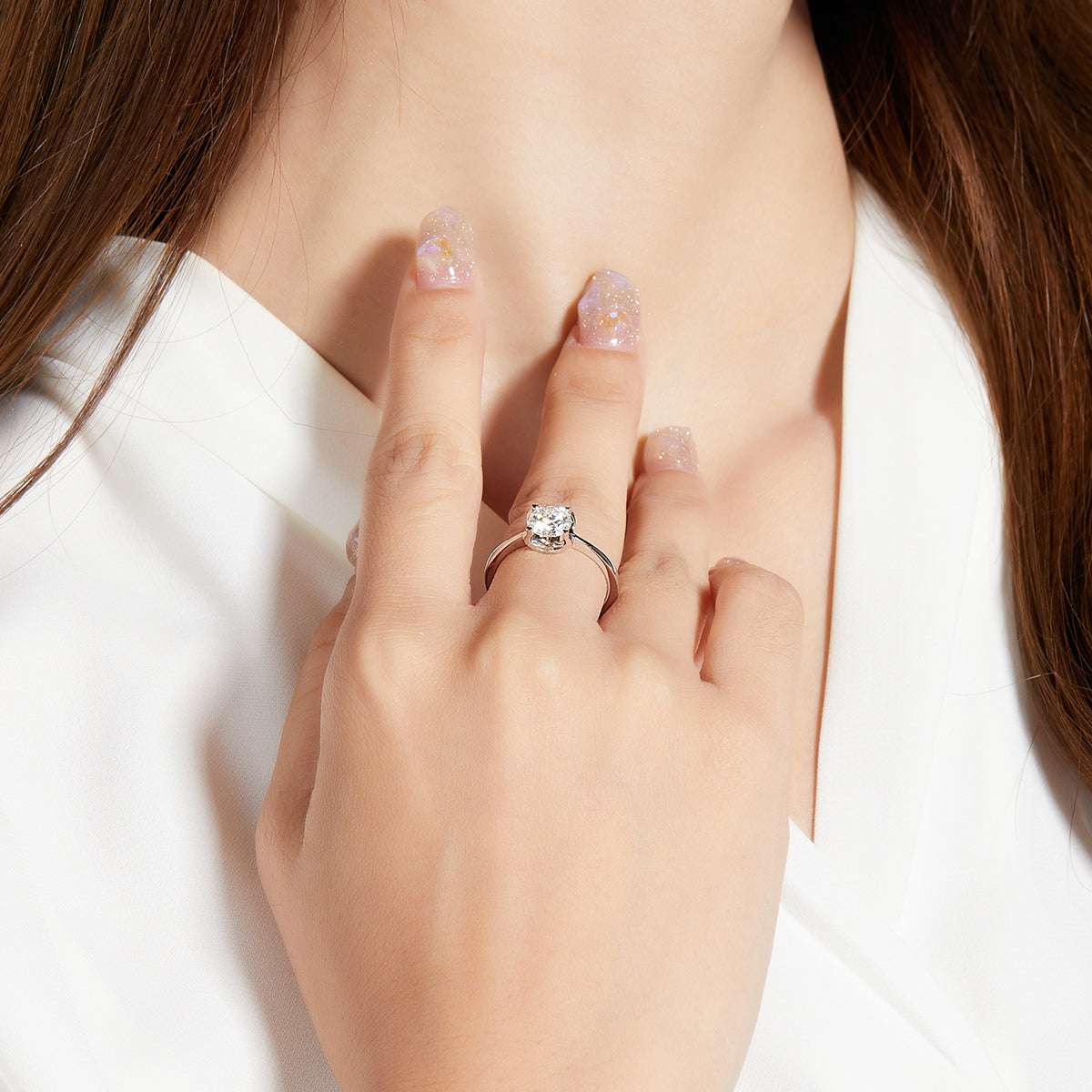 Classic Bull Head Moissanite Ring, S925 Silver Platinum Plated, 1CT D Color
