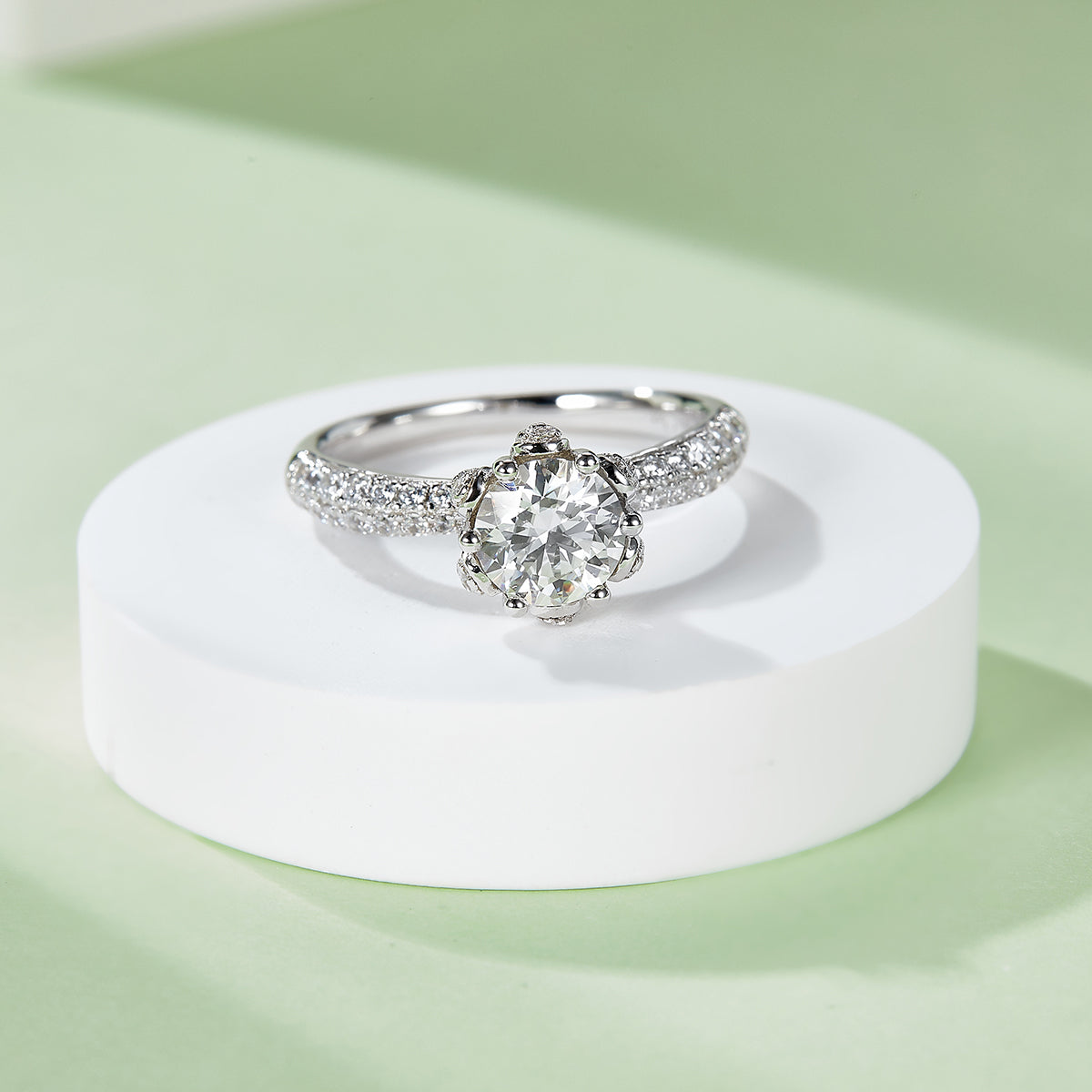 Goddess-Inspired Moissanite Ring, S925 Silver With Platinum-Plated, 1CT D Color