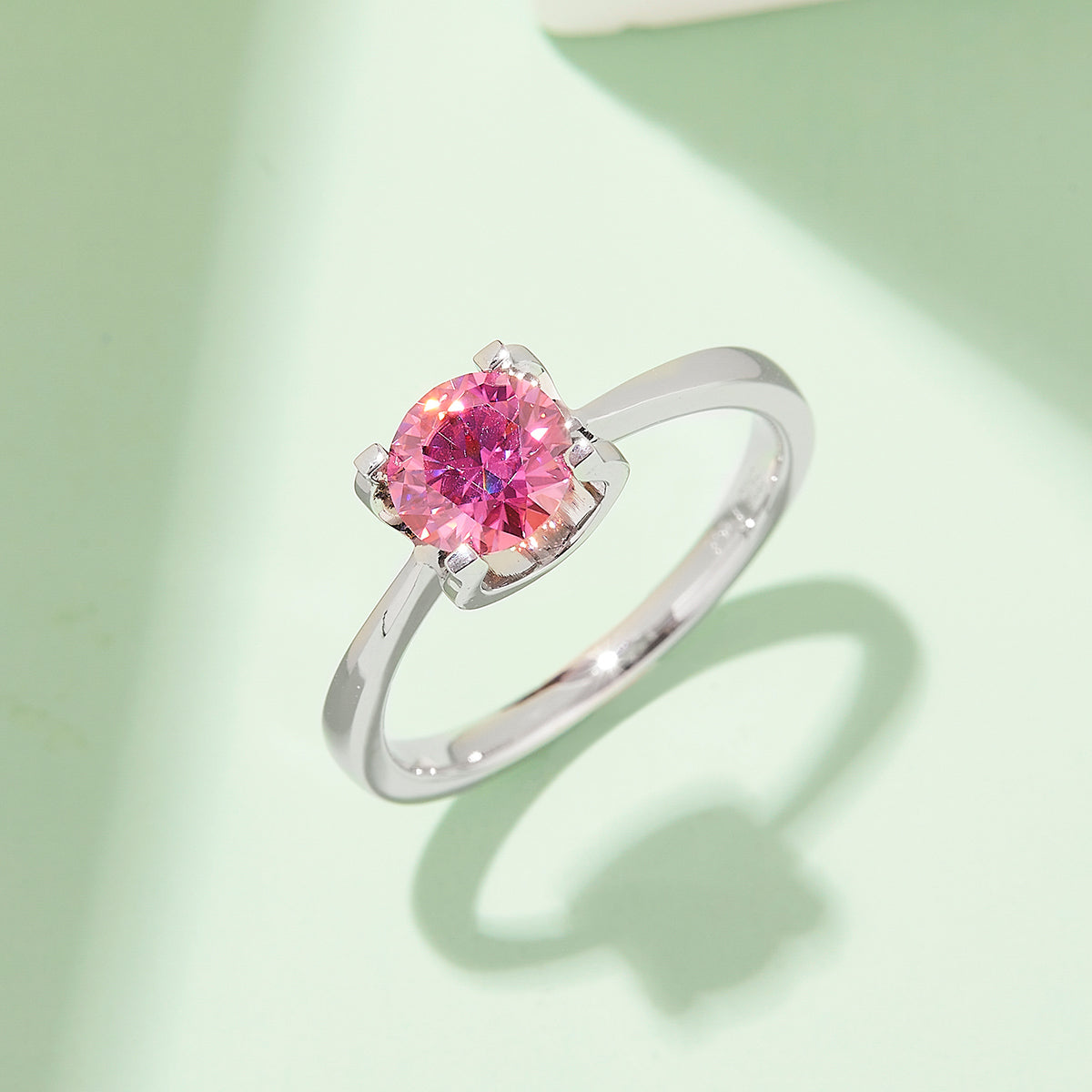 Classic Bull Head Moissanite Ring, S925 Silver Platinum Plated, 1CT D Color