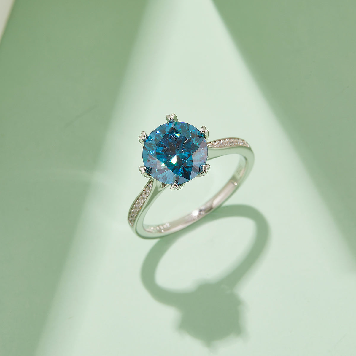 Fortune Spinner Moissanite Ring, S925 Silver Platinum Plated, 3.0CT D Color