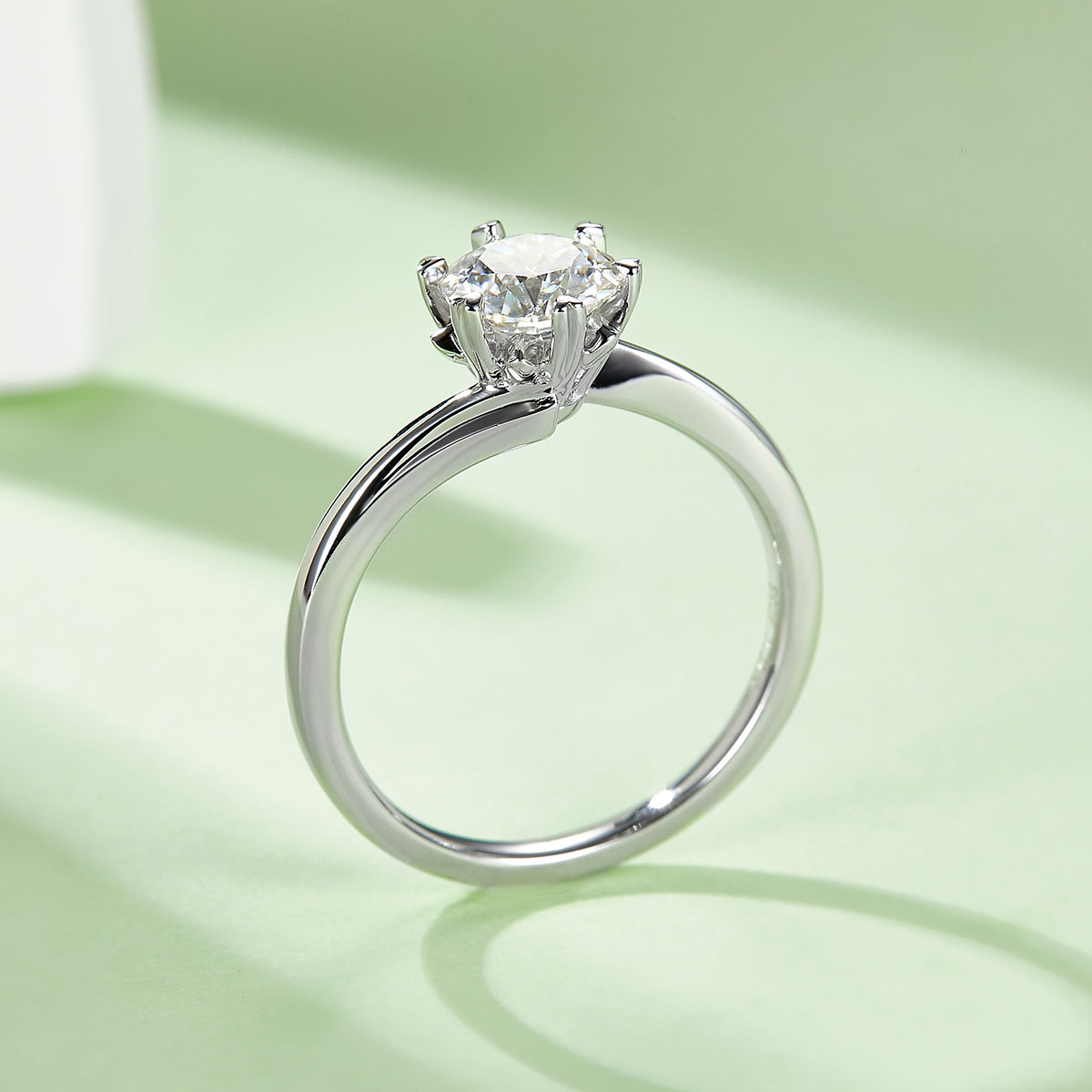 Classic Snowflake Twist Moissanite Ring, S925 Silver Platinum Plated, 1CT D Color