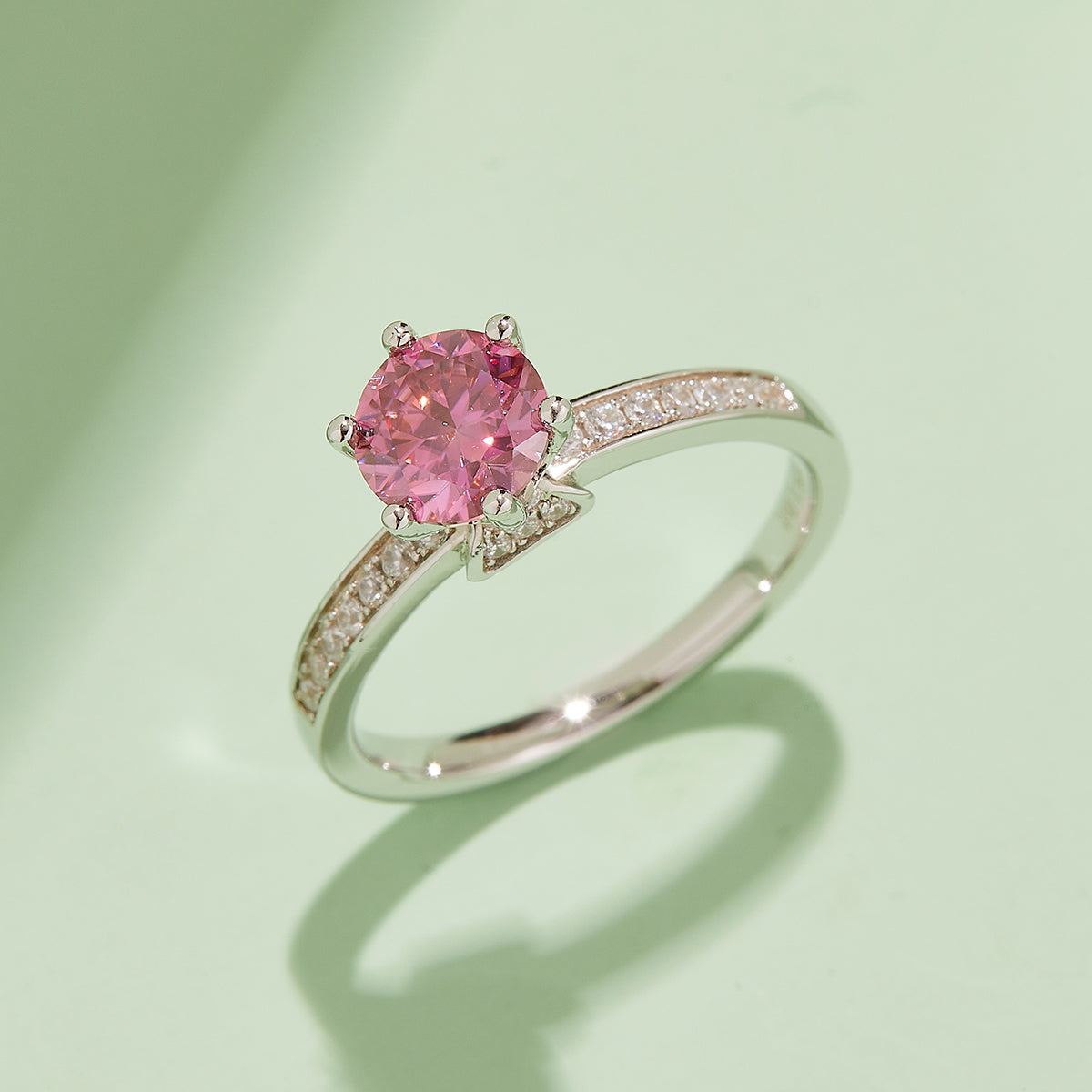 Classic Tapered Moissanite Ring, S925 Silver Platinum-Plated, 1CT D Color