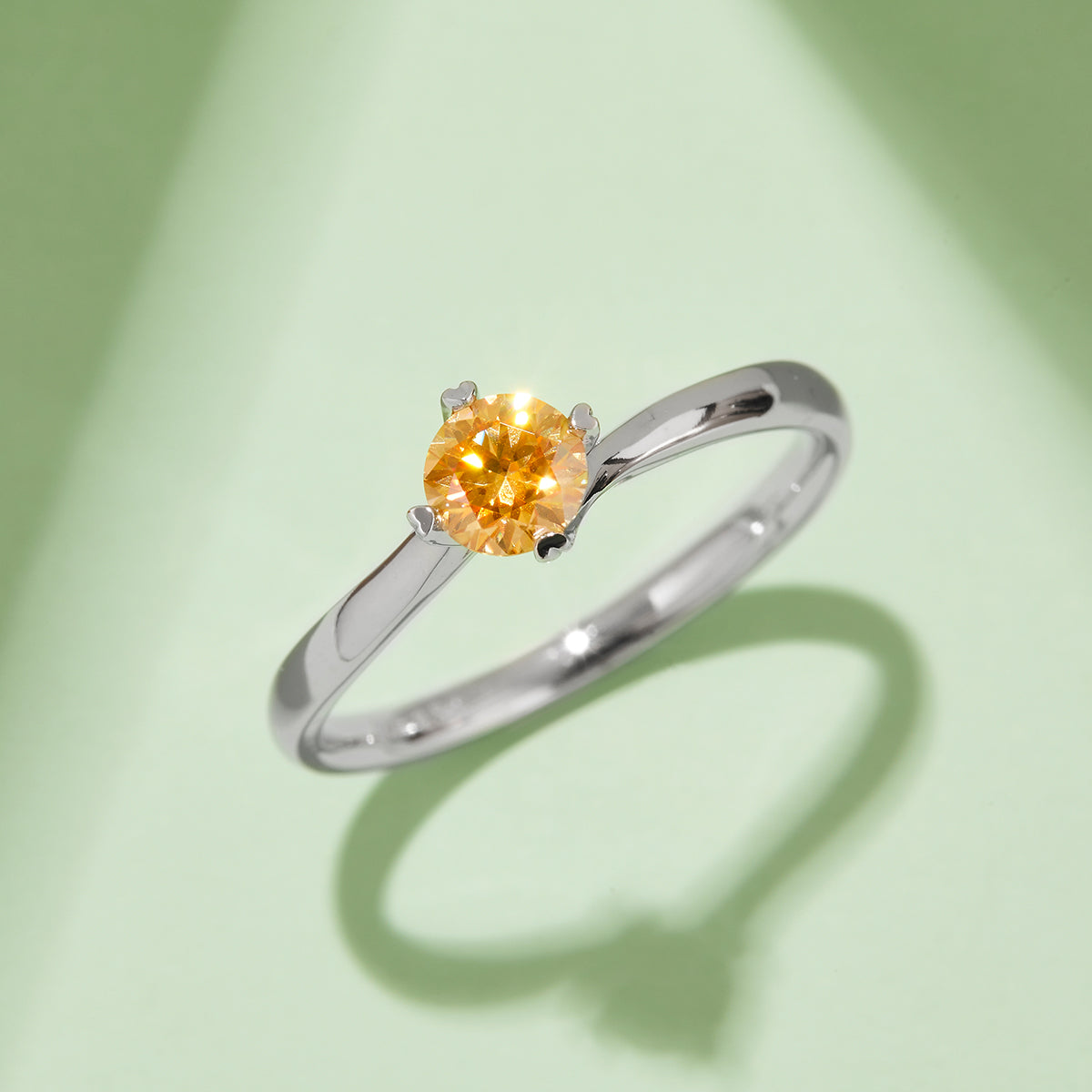 Four-Prong Twist Moissanite Ring, S925 Silver Platinum-Plated, 0.50CT, D Color