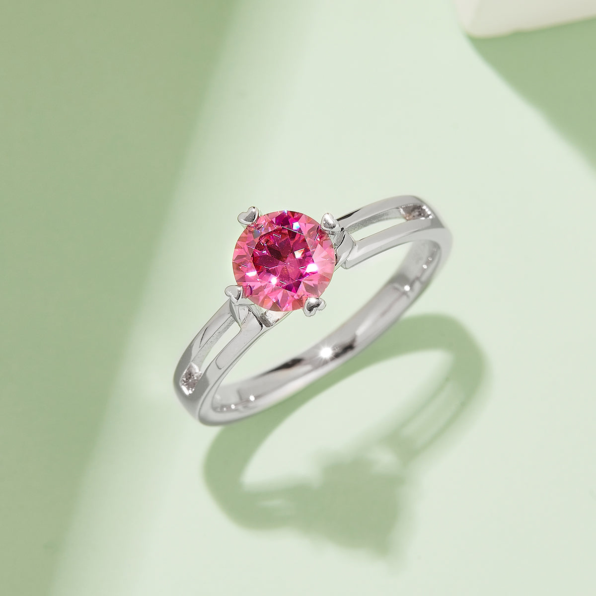 Minimalist Twist Moissanite Ring, S925 Silver Platinum Plated, 1CT D Color