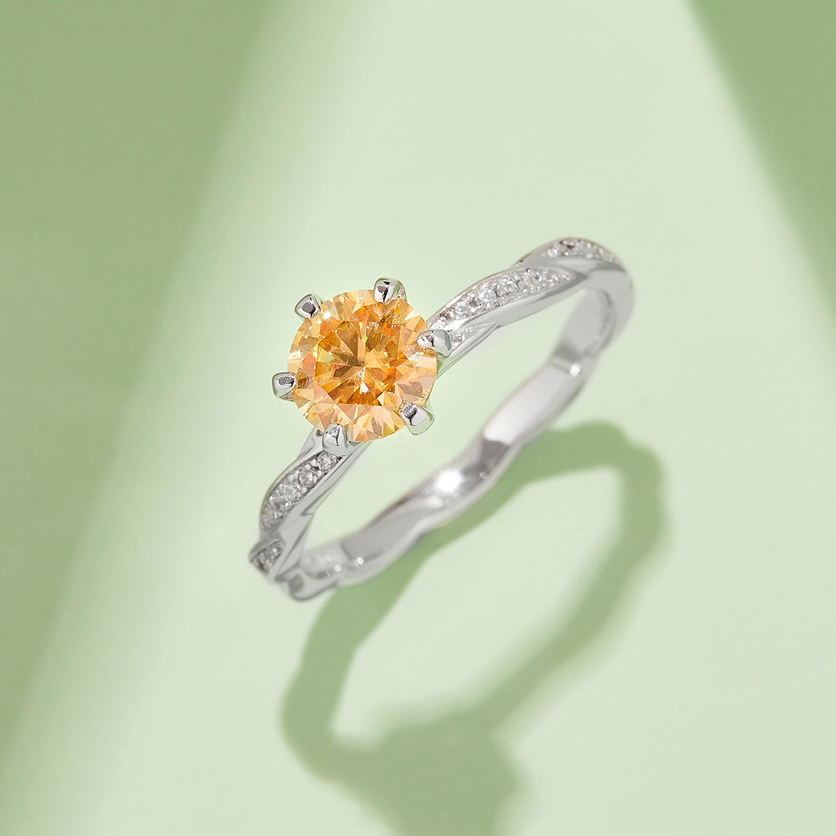 Graceful Twist Moissanite Ring, S925 Silver Platinum-Plated, 1CT D Color