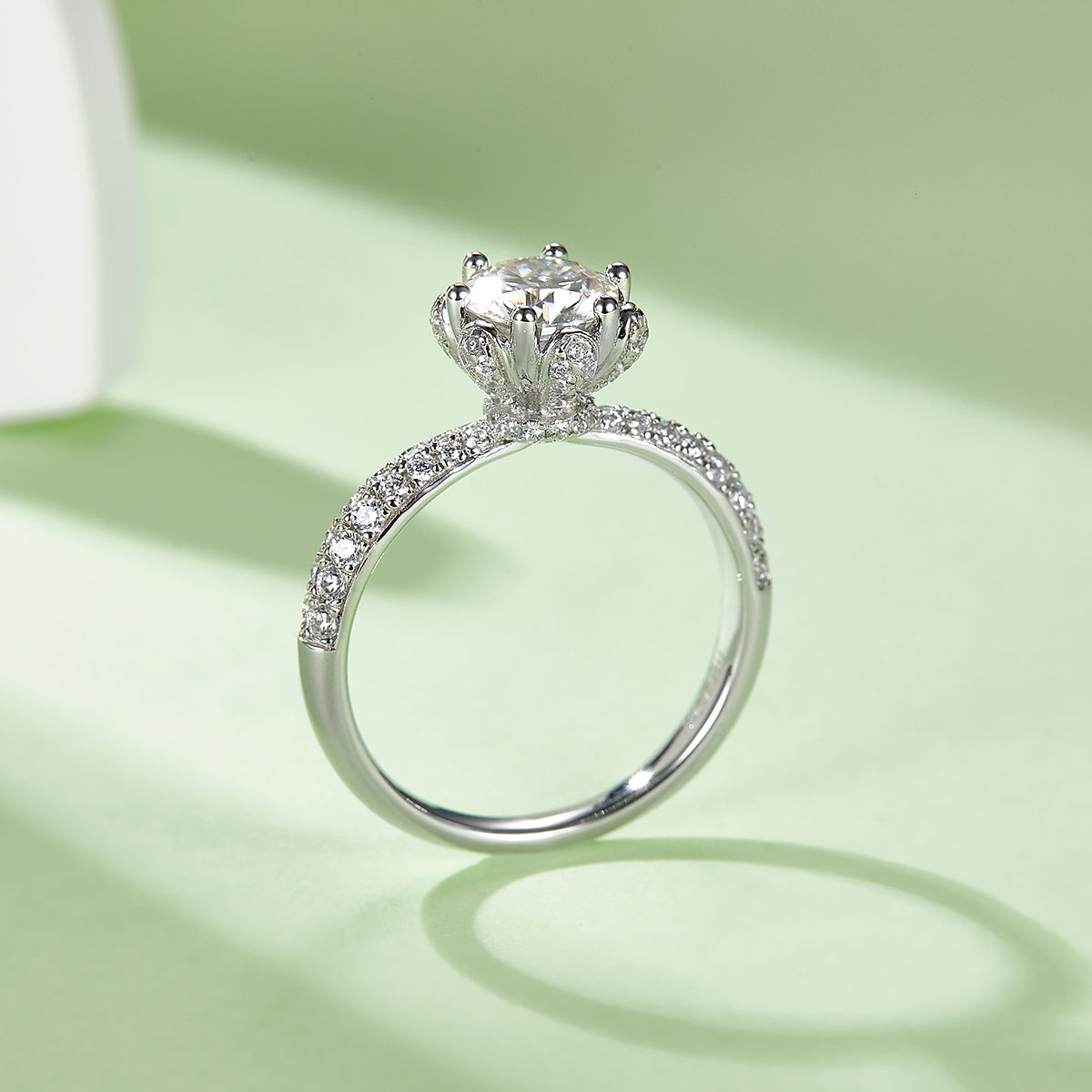 Goddess-Inspired Moissanite Ring, S925 Silver With Platinum-Plated, 1CT D Color