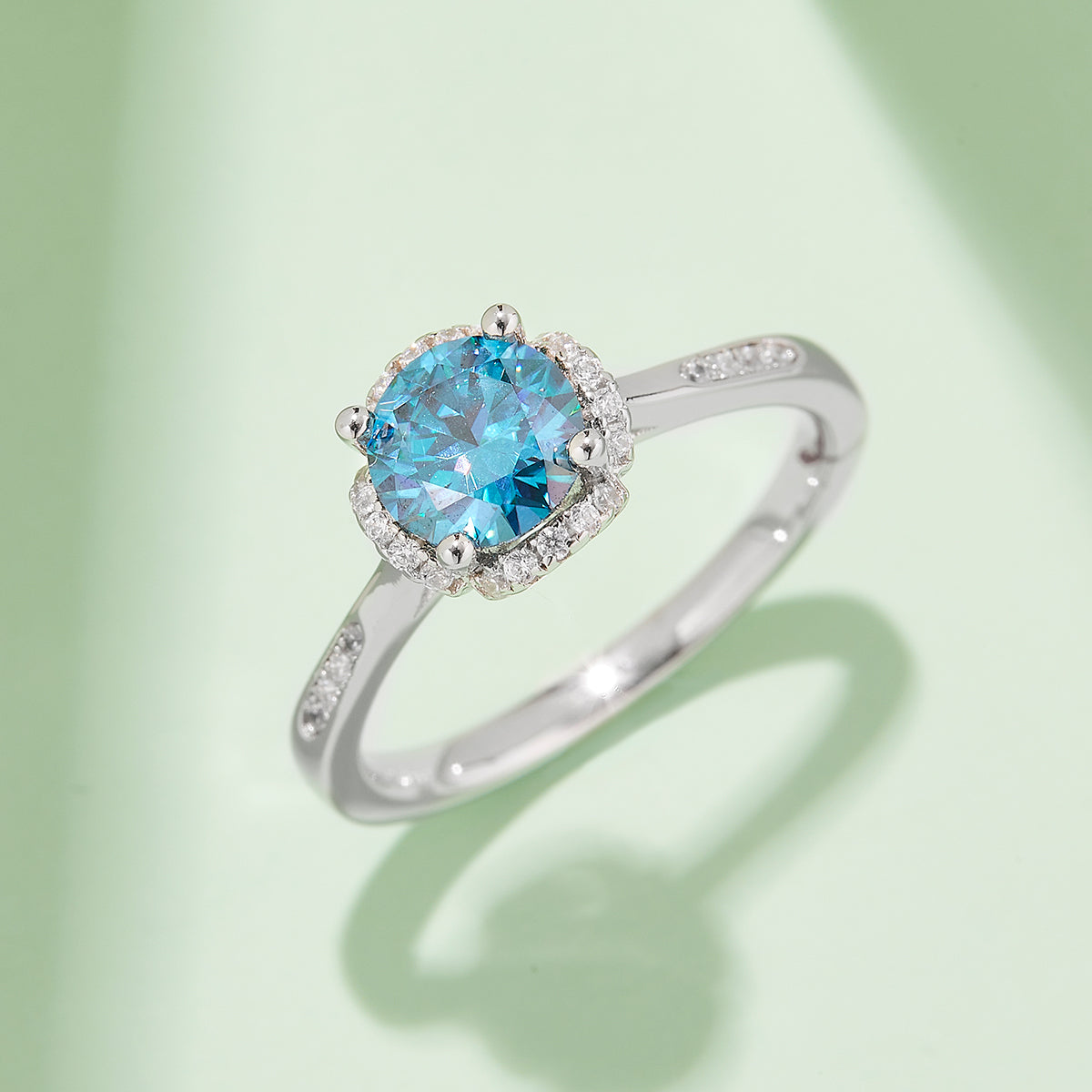 Floral Pave Moissanite Ring, S925 Silver with Platinum Plating, 1CT D Color
