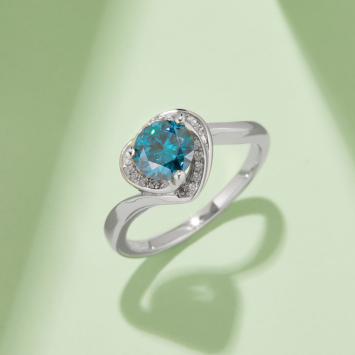 Blooming Heart Moissanite Ring, S925 Silver with Platinum Plating, 1CT D Color