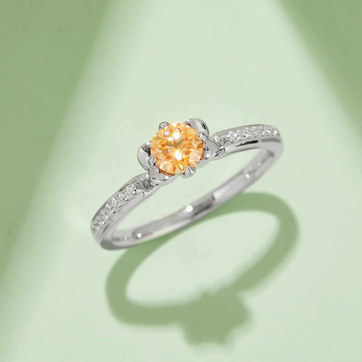 Half-Carat Moissanite Ring for Women, S925 Silver, Platinum Plated, D Color