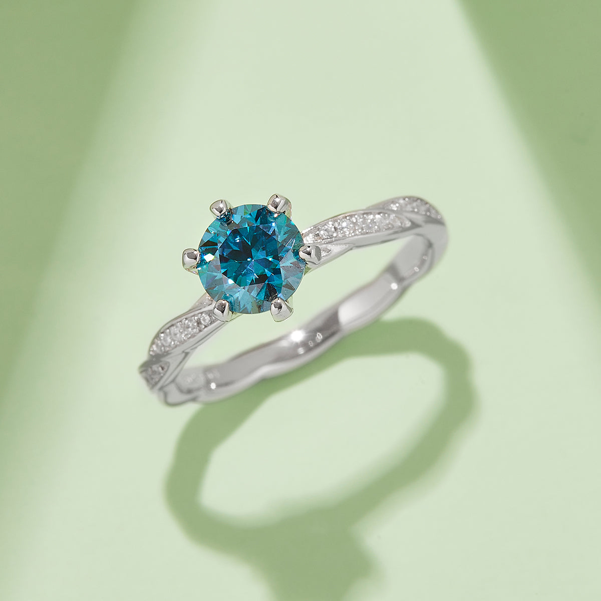 Graceful Twist Moissanite Ring, S925 Silver Platinum-Plated, 1CT D Color