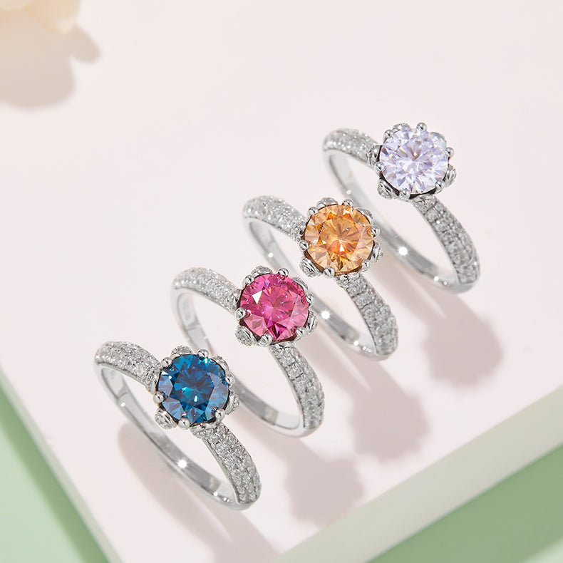 Goddess-Inspired Moissanite Ring, S925 Silver With Platinum-Plated, 1CT D Color