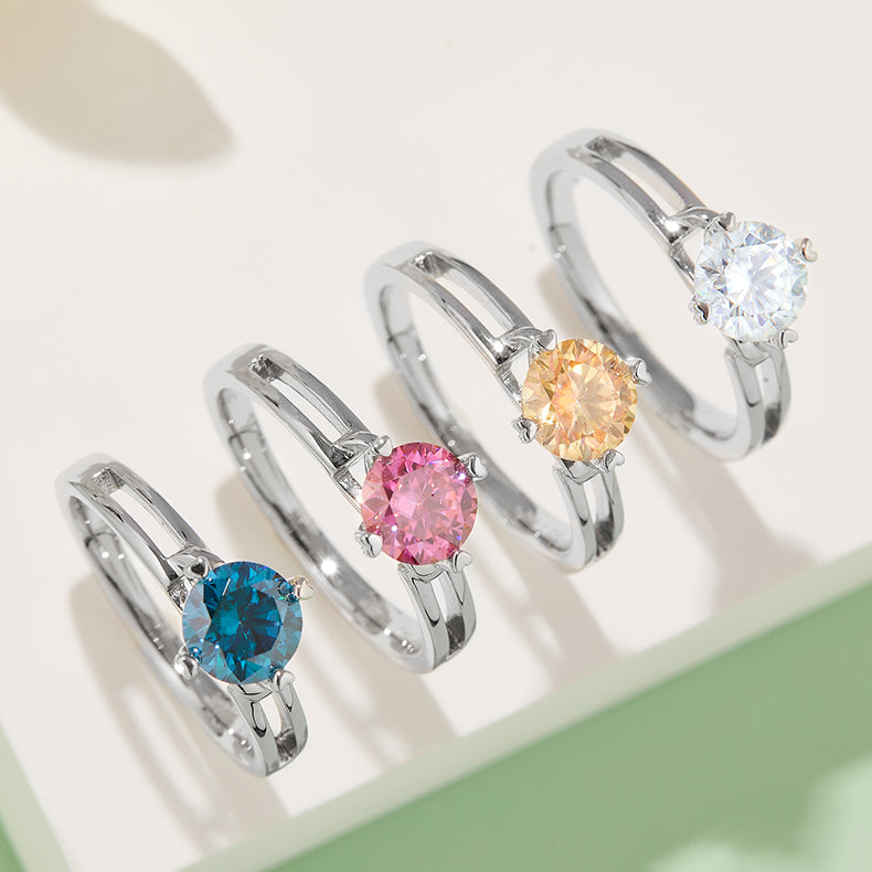 Minimalist Twist Moissanite Ring, S925 Silver Platinum Plated, 1CT D Color