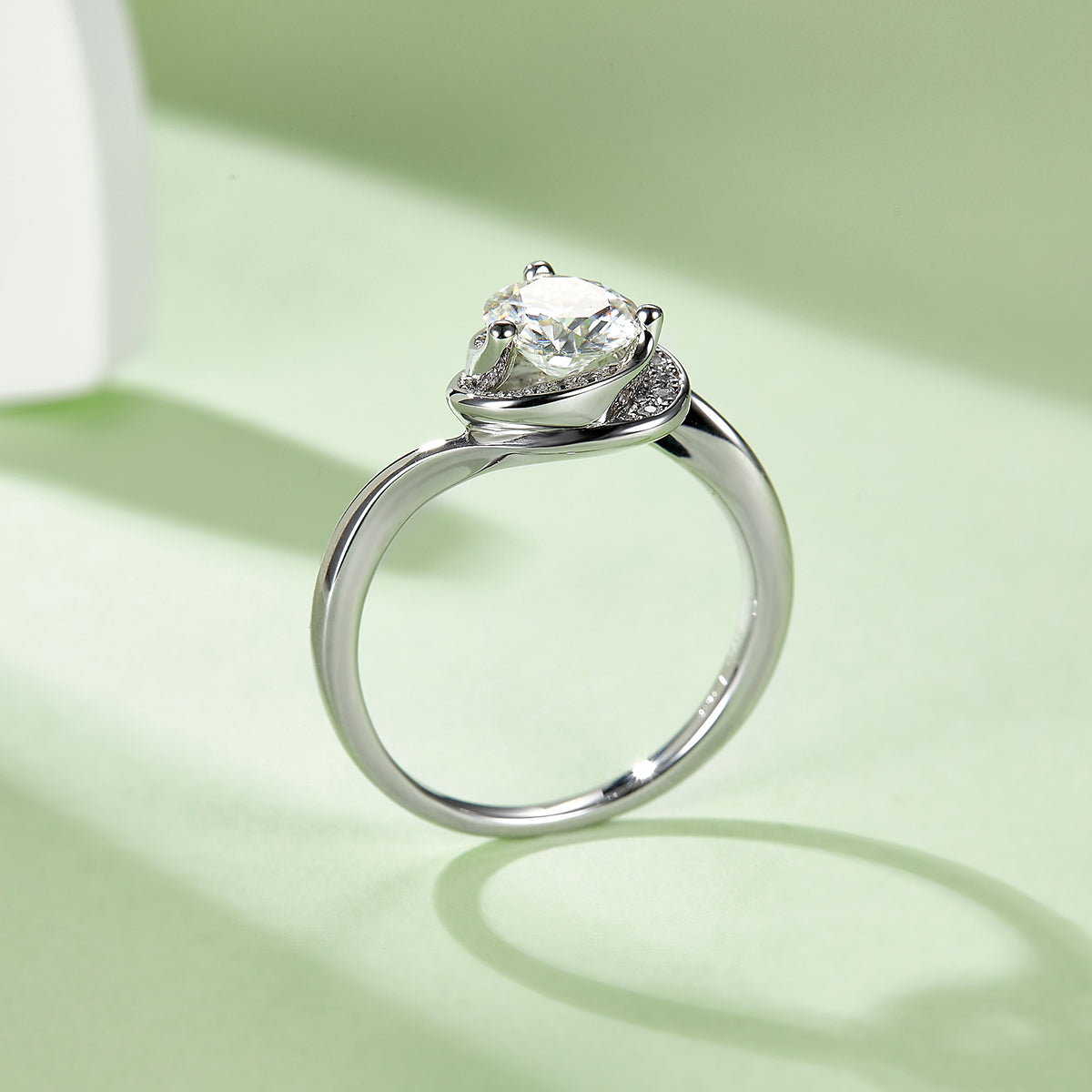 Blooming Heart Moissanite Ring, S925 Silver with Platinum Plating, 1CT D Color