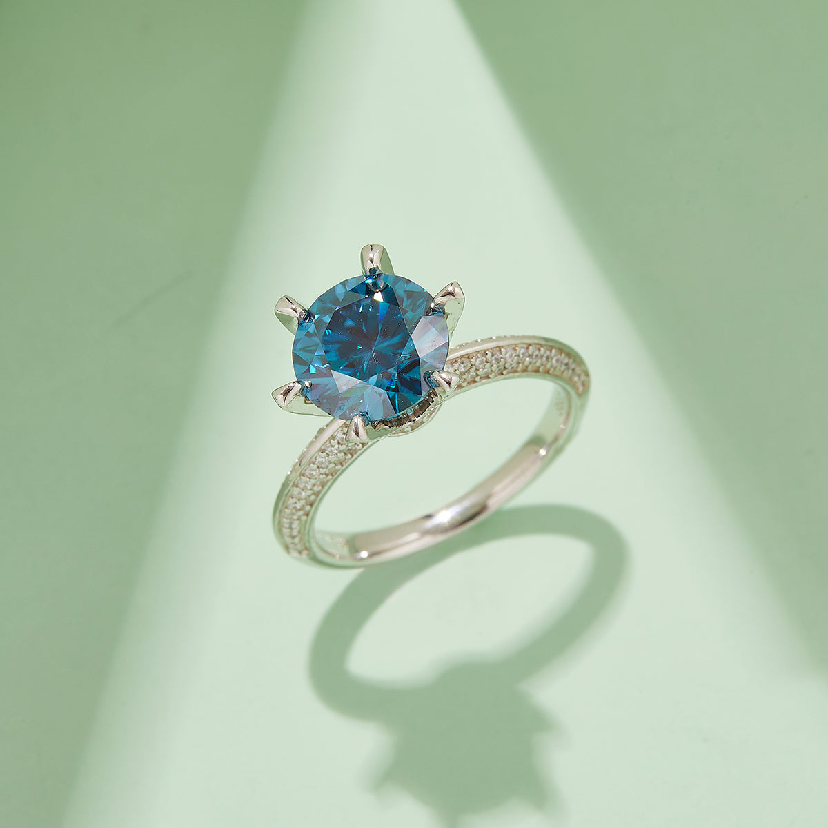 Half the Empire Moissanite Ring, S925 Silver with Platinum Plating, 3.0CT D Color