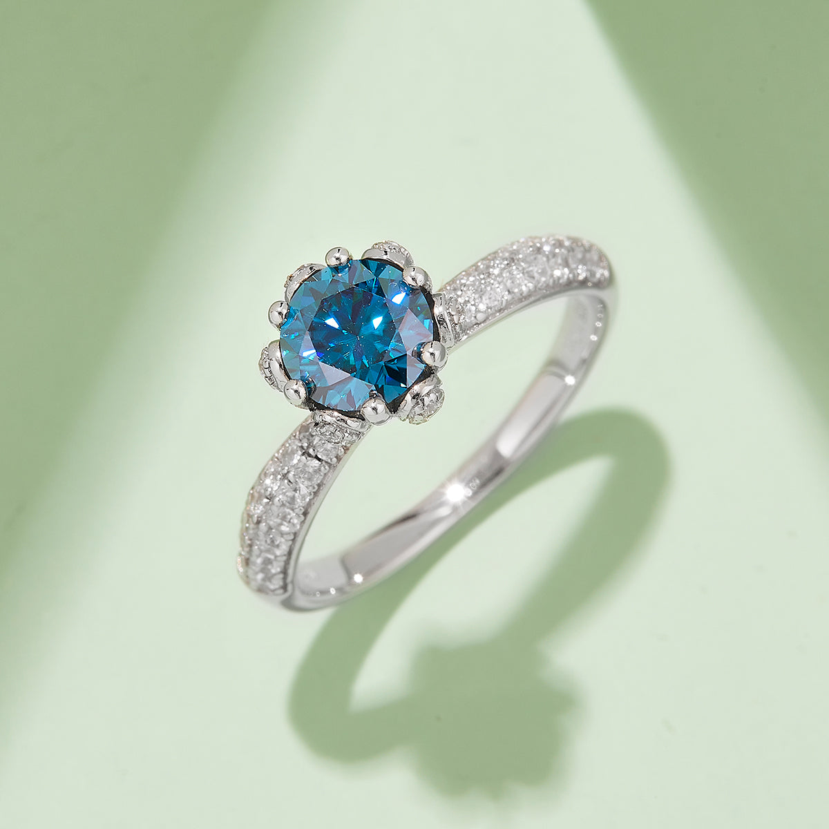 Goddess-Inspired Moissanite Ring, S925 Silver With Platinum-Plated, 1CT D Color