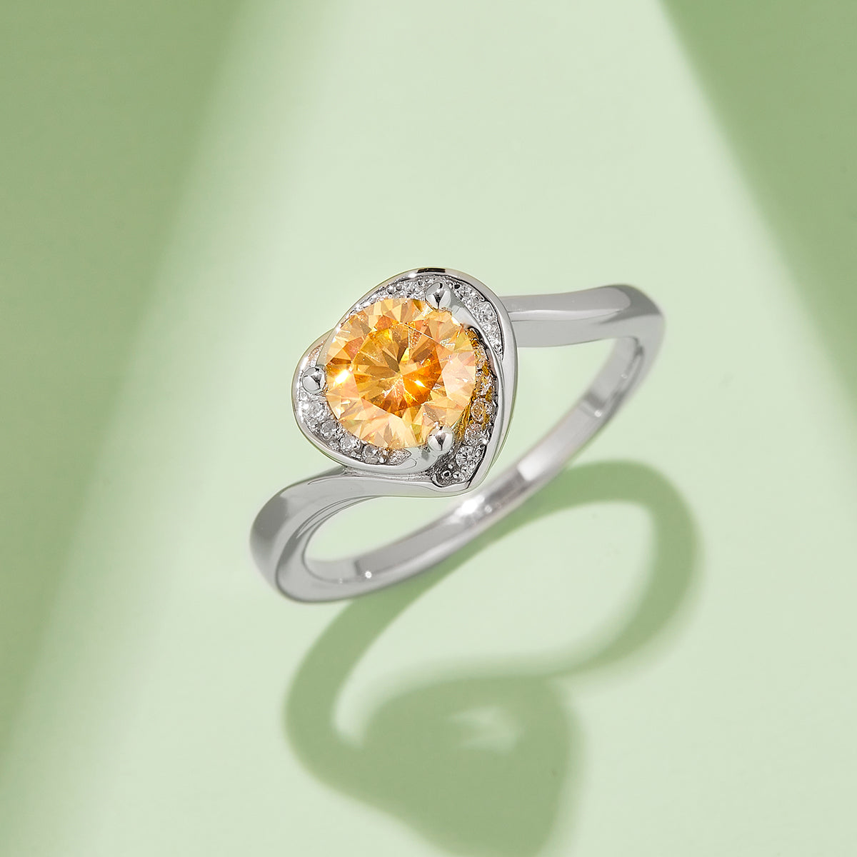 Blooming Heart Moissanite Ring, S925 Silver with Platinum Plating, 1CT D Color
