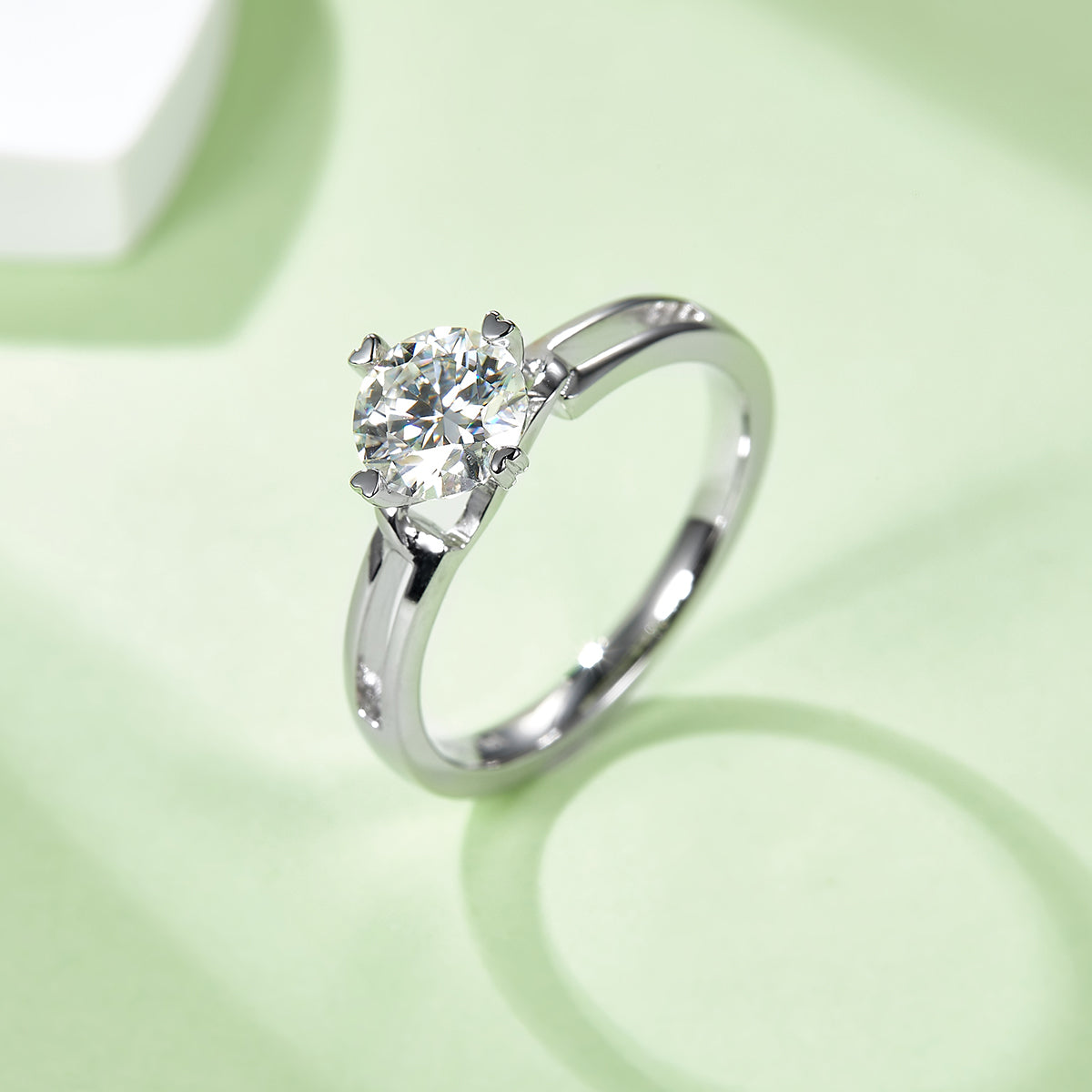 Minimalist Twist Moissanite Ring, S925 Silver Platinum Plated, 1CT D Color