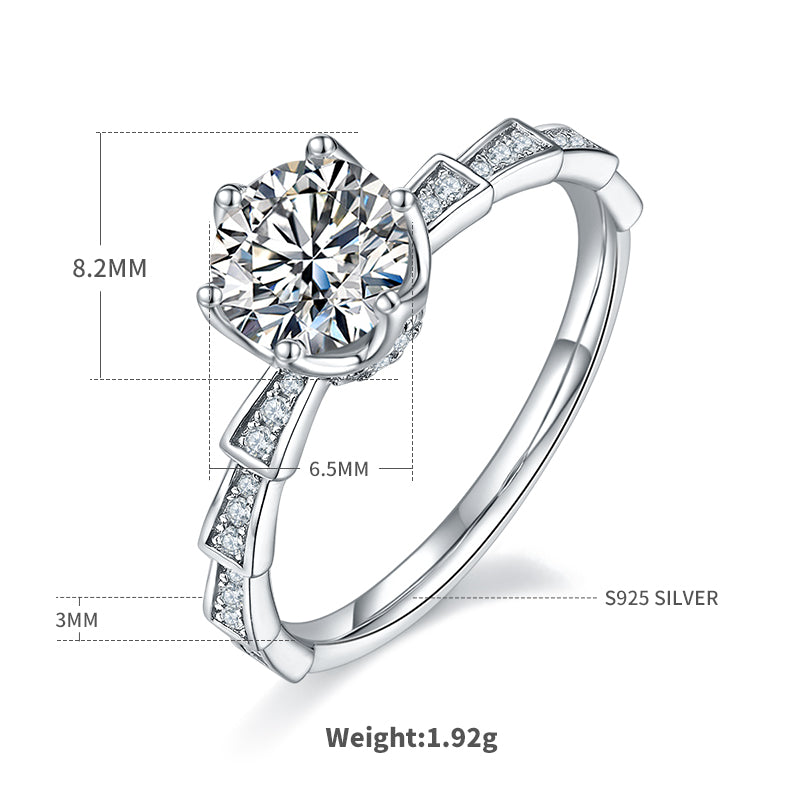 Mechanical Snake Design Moissanite Ring, S925 Silver Platinum Plating, 1CT D-Color