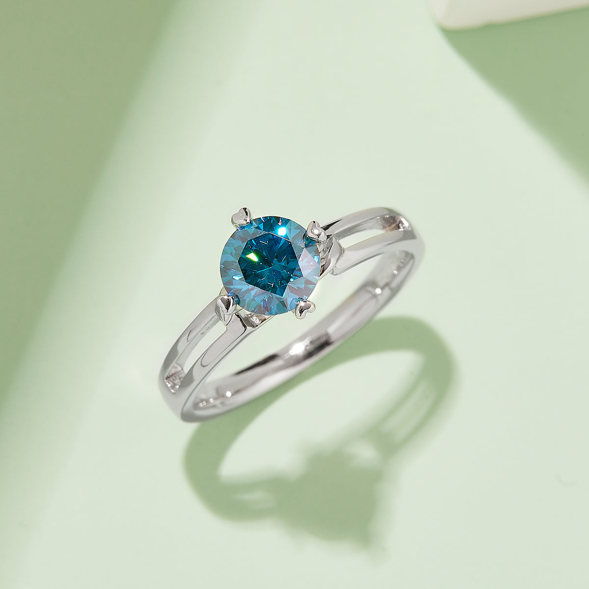 Minimalist Twist Moissanite Ring, S925 Silver Platinum Plated, 1CT D Color