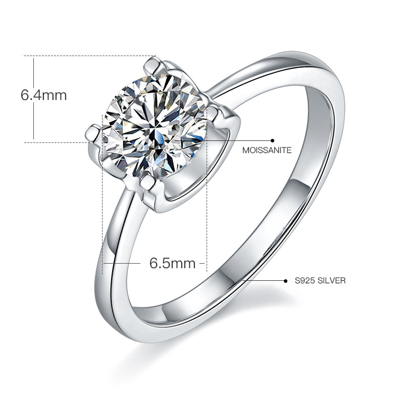 Classic Bull Head Moissanite Ring, S925 Silver Platinum Plated, 1CT D Color