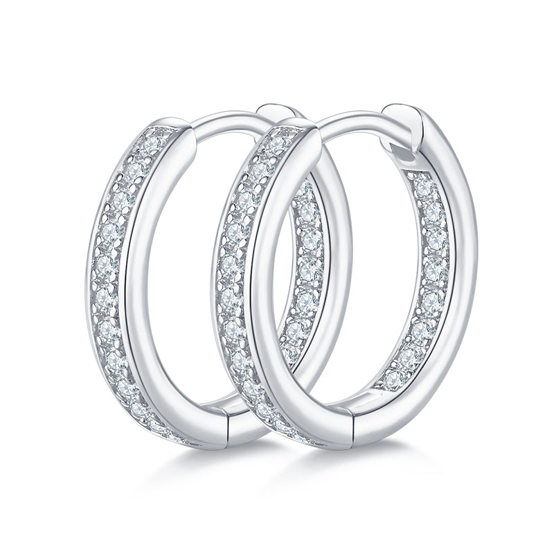 Half-Hoop Moissanite Earrings, S925 Silver, D Color, 0.32CT