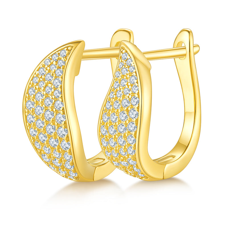 Four-Row Half-Hoop Earrings, S925 Silver Moissanite, D Color, 0.5CT