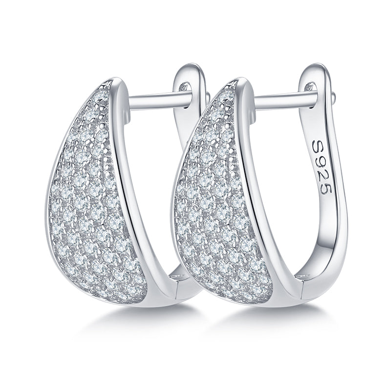 Five-Row Half-Hoop Earrings, S925 Silver Moissanite, D Color, 0.57CT