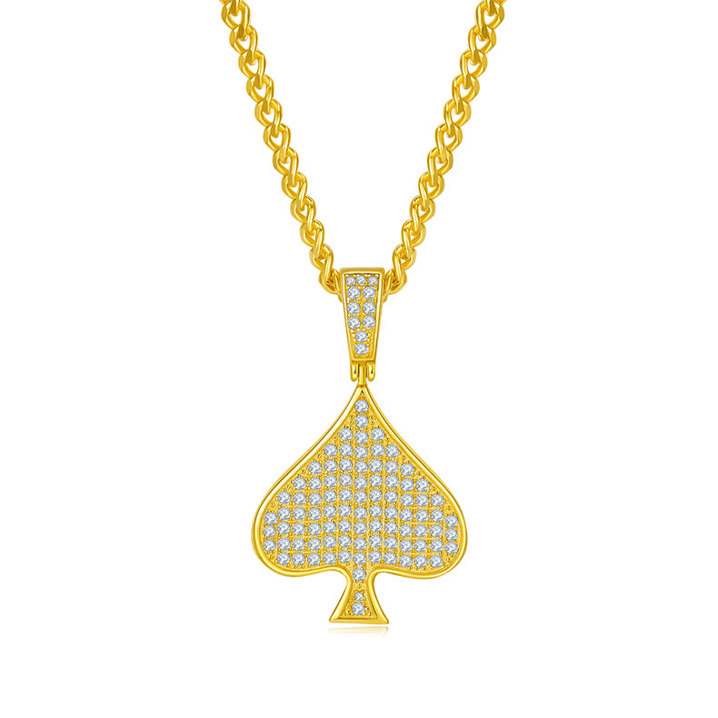 Ace of Spades Hip-Hop Pendant, S925 Silver Moissanite, D Color, 0.78CT