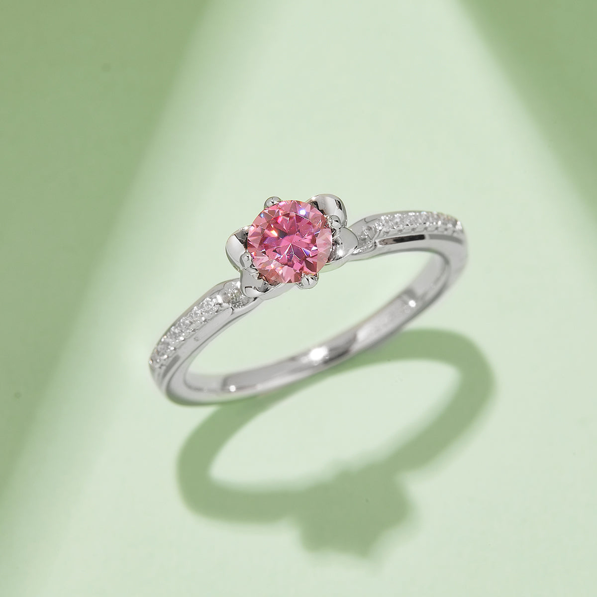 Half-Carat Moissanite Ring for Women, S925 Silver, Platinum Plated, D Color