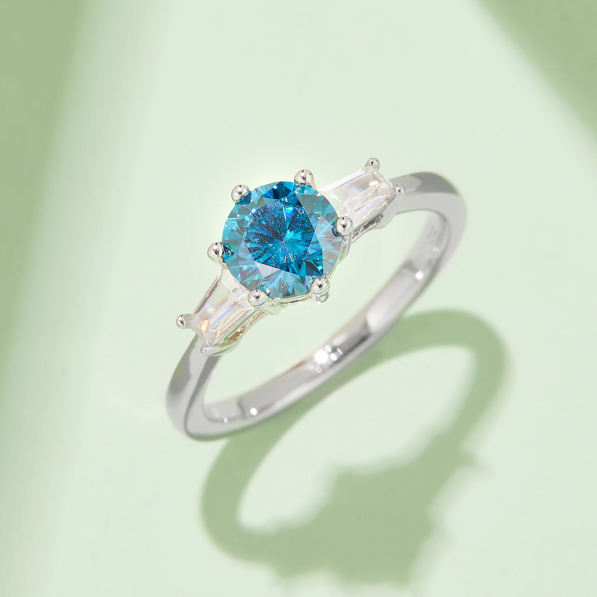 Classic Bvlgari-Style Moissanite Ring, S925 Silver Platinum-Plated, 1CT D Color