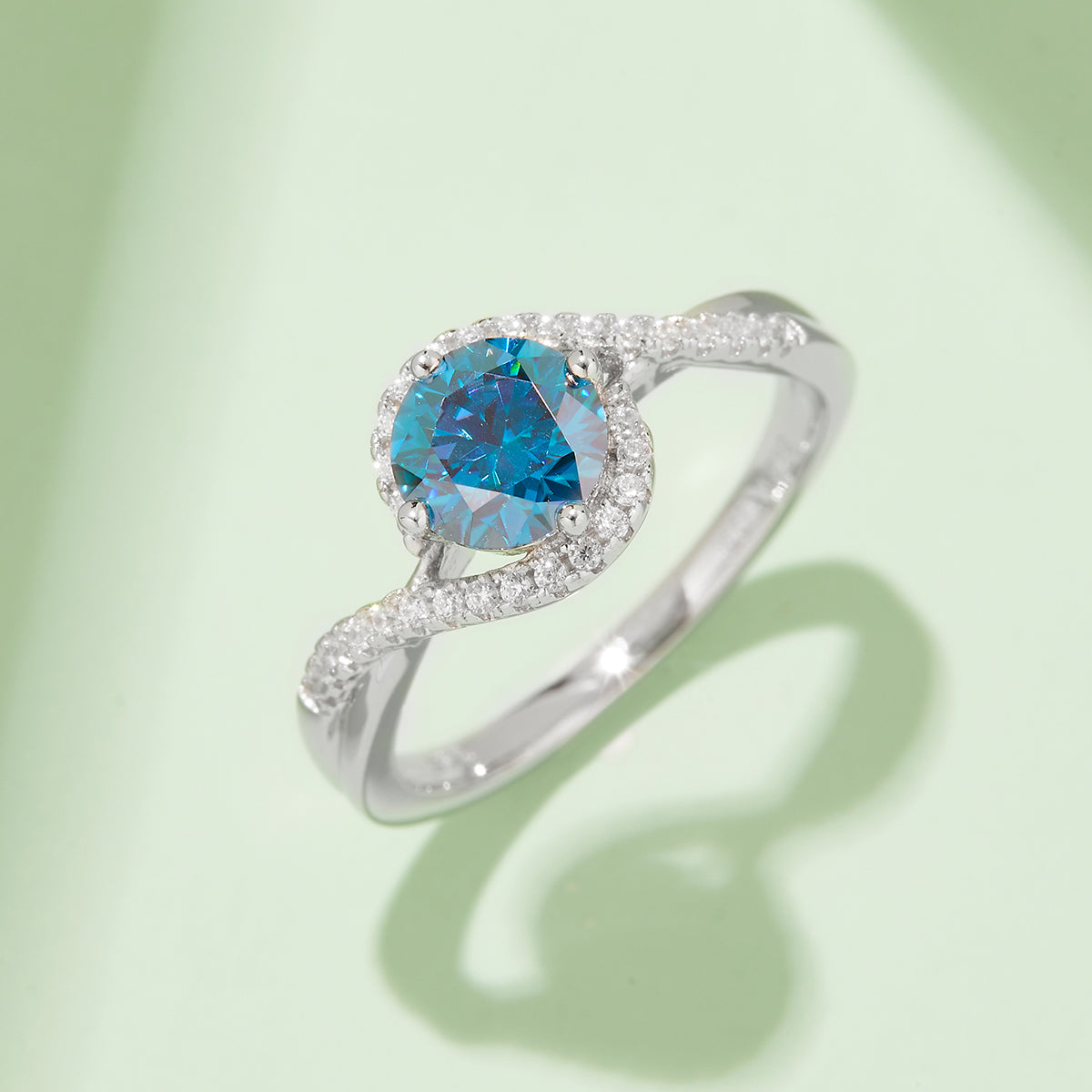 Angel Eye Moissanite Ring, S925 Silver Platinum-Plated, 1CT D Color