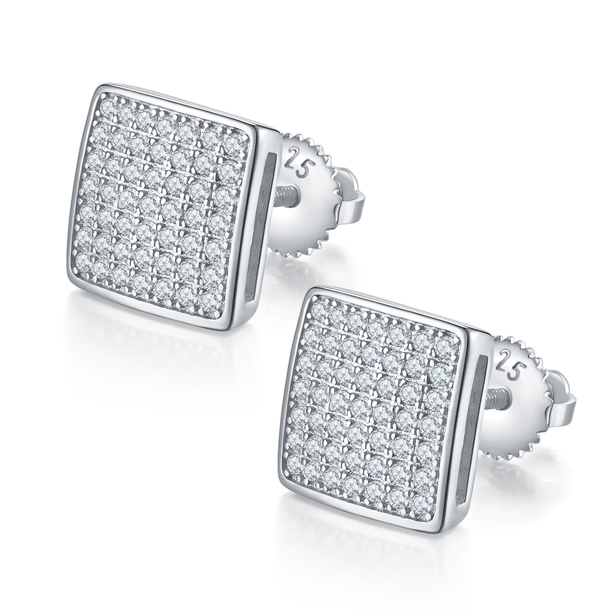 Square Arc Stud Earrings, S925 Silver Moissanite, D Color, 0.59CT