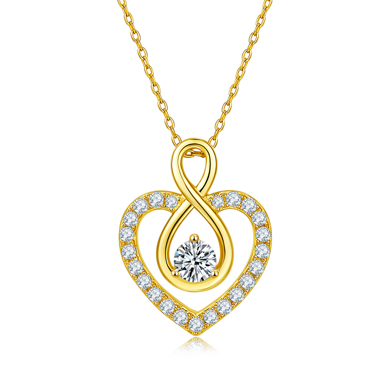 Infinite Love Round Moissanite Pendant Necklace, S925 Silver, D Color, 1.0CT