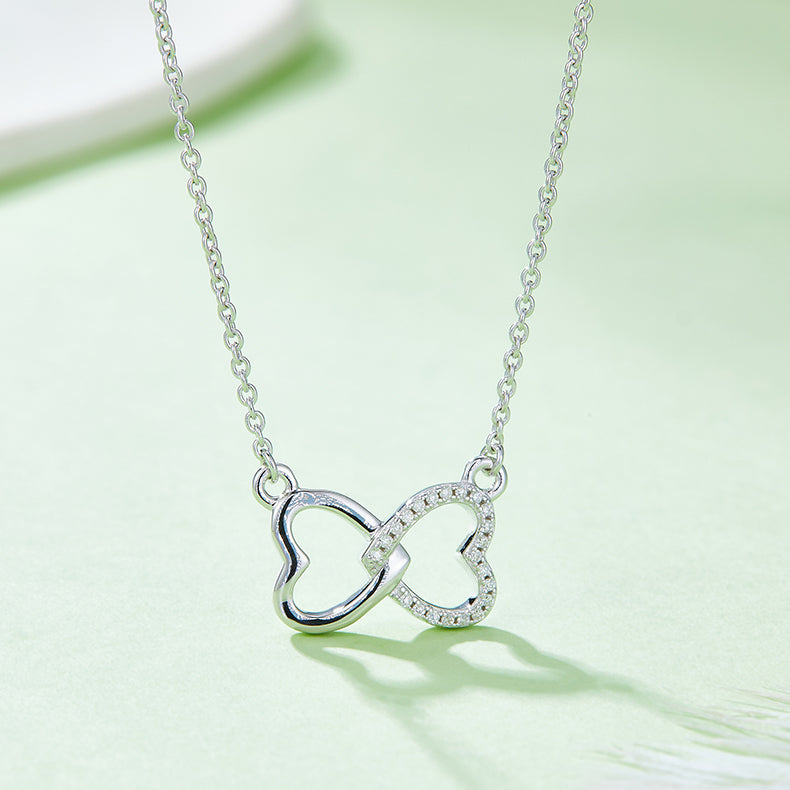 Delicate Heart Pendant Necklace, S925 Silver Moissanite, D Color, 0.1CT